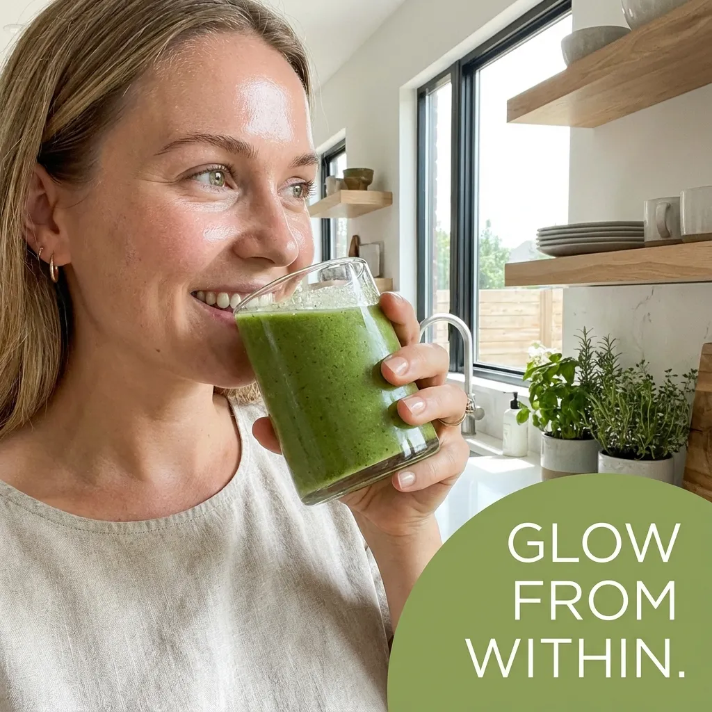 Gut-skin connection visualization - probiotics and glowing skin health